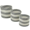 thumbnail image 6 of DecMode 14", 12", 10"H Gray Cotton Handmade Striped Storage Basket with Handles, 3-Pieces, 6 of 8