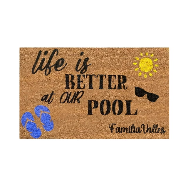 Funny "Life is Retter Pool" Front Door Mat Indoor Entrance Non Slip Summer Decor Rubber Welcome Mats Simple Modern Welcome Front Porch Decor for Entryway, Kitchen, Front Door Indoor Entrance 16x24IN