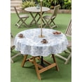thumbnail image 5 of Outdoor Tablecloth with Umbrella Hole Zipper Blue Boho Floral Round Tablecloth 60" Waterproof Outside Table Cloth Farmhouse Middle Century Flowers Patio Table Cover Tablecloths for Picnic Party, 5 of 8