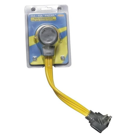 

12 in. 30 A Female to 15 A Male FlatWire Pigtail Power Cord