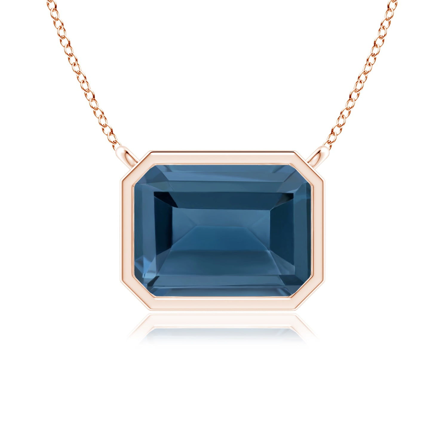 4.50 CT Emerald Cut Topaz Pendant With Chain Necklace in 14k Rose Gold Finish