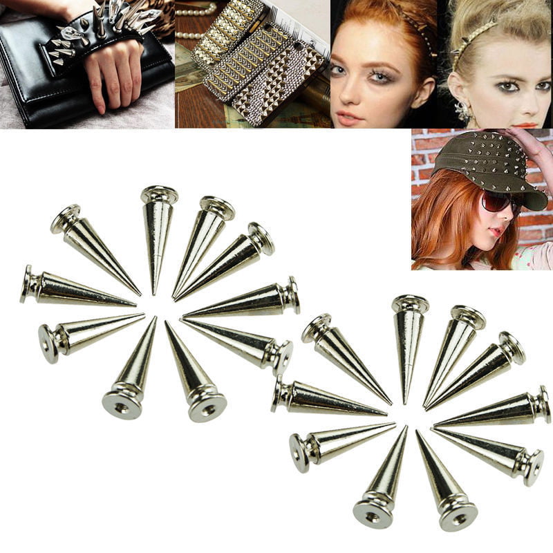 20 50pcs Silver Spots Cone Screw Metal Studs Leather craft Rivet Bullet Spikes 