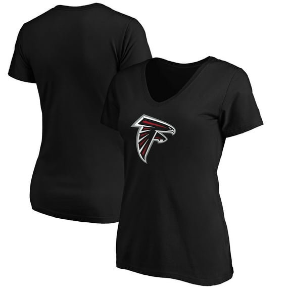 Women's Black Atlanta Falcons Primary Logo V-Neck T-Shirt