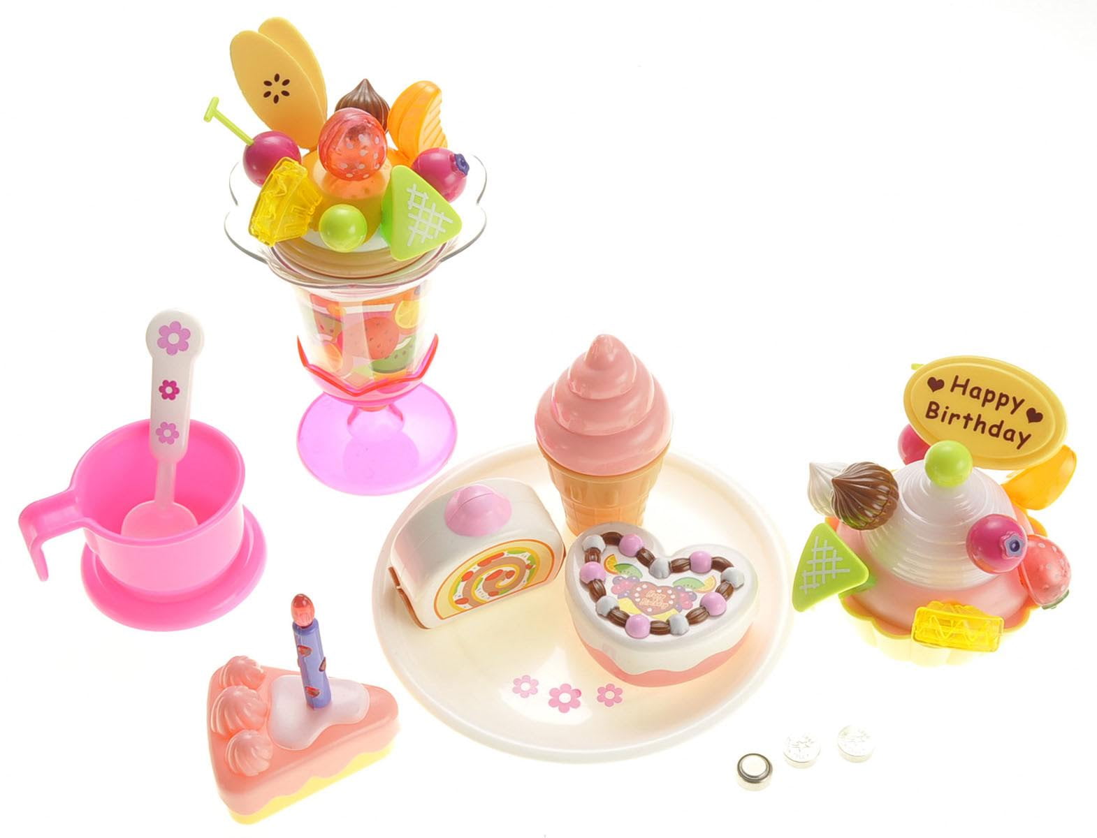 Play Food Set With Cupcake, Cakes, Ice Cream & Sundae Cake Baking Pastry Supply
