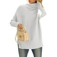 thumbnail image 2 of Women'S Oversized Loose Sweater Autumn Batwing Sleeve Ribbed Tunic Sweater Cream White XXL, 2 of 9