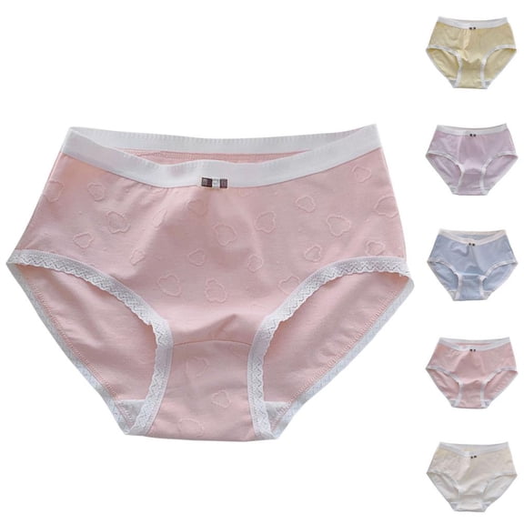 Bxsruta Girls Cotton Mid Waist Briefs Breathable Soft Full Coverage Panties for Teens Antibacterial Daily Underwear