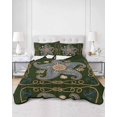 thumbnail image 2 of Quilts Queen Size Bedding Set, Nautical Starfish Reversible Summer Quilt 3 Pieces, Green Line Abstract Art Coastal Lightweight Bedspreads Coverlets with 2 Pillow Shams for All Seasons, 2 of 5