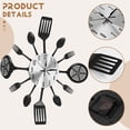 thumbnail image 5 of 16 Inch Large Kitchen Wall Clocks with Spoons and Forks,3D Tableware Wall Clock Room Home Decoration(Black), 5 of 6