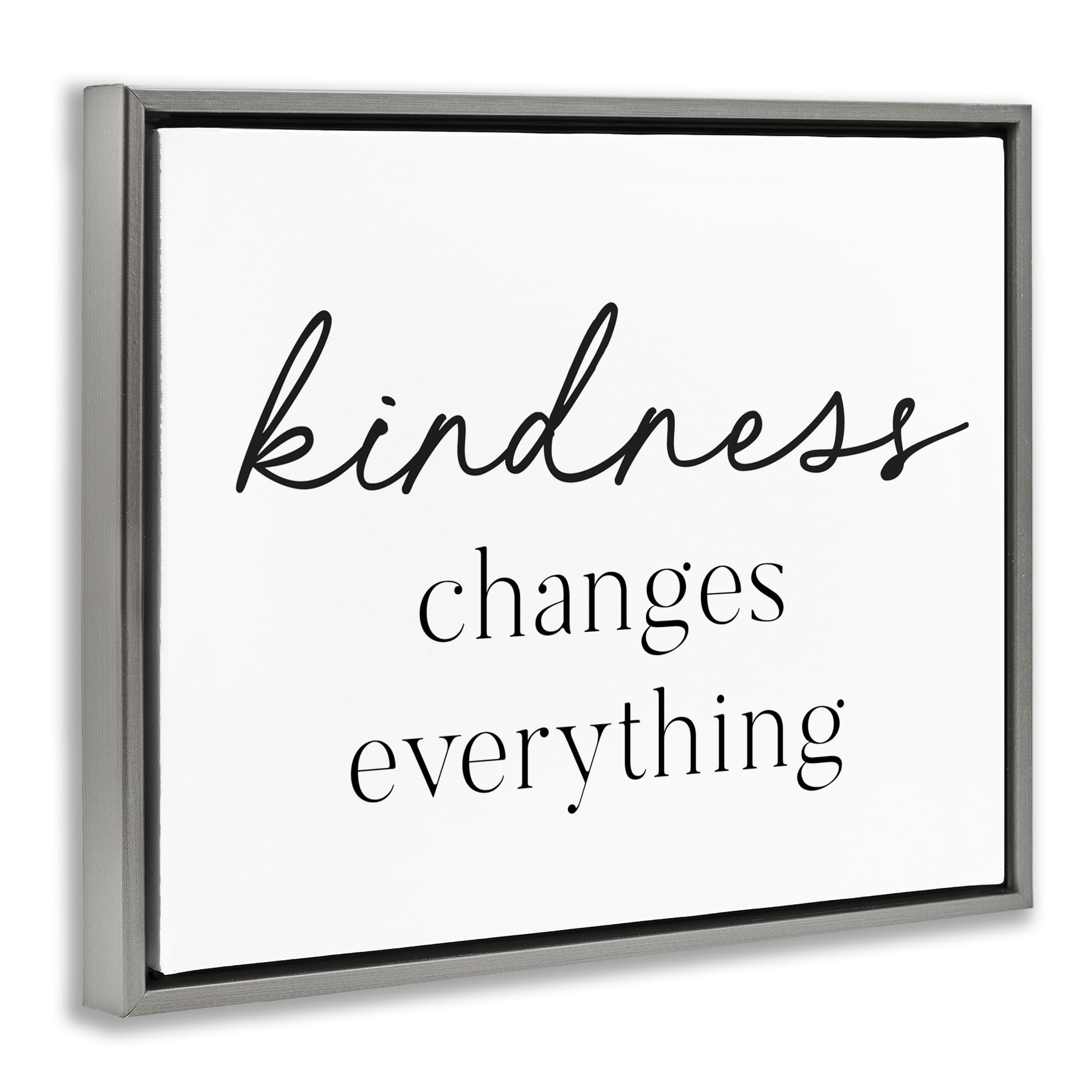 Kindness Changes Everything Gray Framed Floater Canvas Wall Art, design by Lettered and Lined
