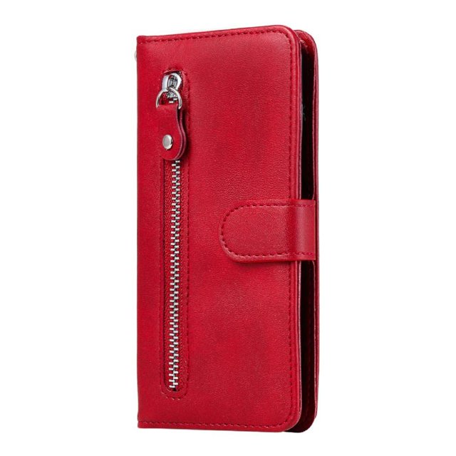 Estuche de Cuero PU con Cierre para Samsung Galaxy S21 FE 5G , Funda Protectora con Billetera y Correa