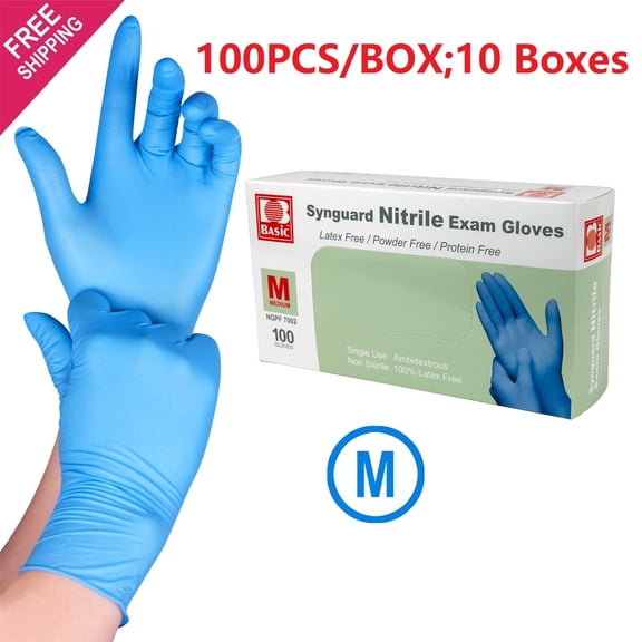 Dazone 1,000 Pack Nitrile Exam Gloves, Disposable Glove, Latex-Free, Powder-Free, 3 Mil, Blue,10 Boxes,Medium size