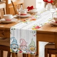 thumbnail image 5 of Gnomes Easter Table Runner - 108 Inch Long Eucalyptus Spring Floral Eggs Leaves Wooden Cotton and Linen Blended Dress Scarves Farmhouse Table Runner for Kitchen Dining, Coffee Table, 13" x 108", 5 of 8