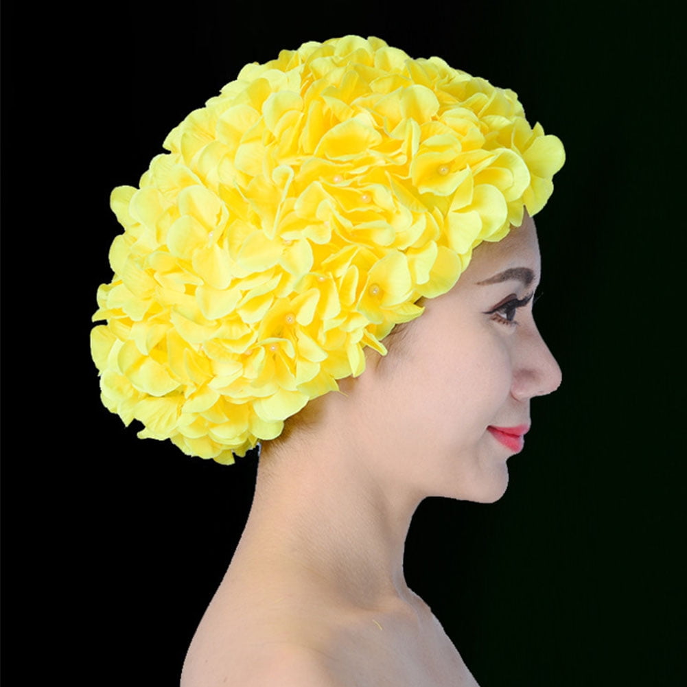 Details about   Women Breathable Flower Free Size Swimming Cap Water Sports Handmade Unique Soft 