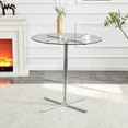 thumbnail image 6 of Hi loPres 36" Modern Round Glass Bar Table, Tempered Glass High Counter Table with Sturdy Silver Chrome Pedestal Base for Kitchen, Breakfast Nook, 6 of 7