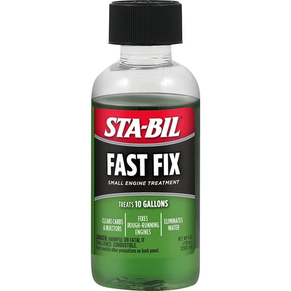 STA-BIL Fast Fix Small Engine Treatment - Cleans Carbs and Injectors - Fixes Rough Running Engines - Eliminates Water - Treats 10 Gallons, 4 fl. oz. 22303, Green