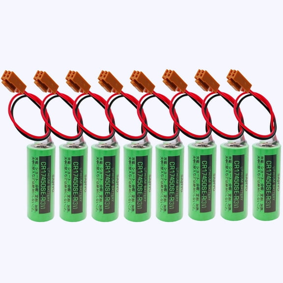 8Pcs  3V 2500mAh PLC Replacement Battery with Plug for SANYO CR17450SE-R FANUC A98L-0031-0012 PLC Battery