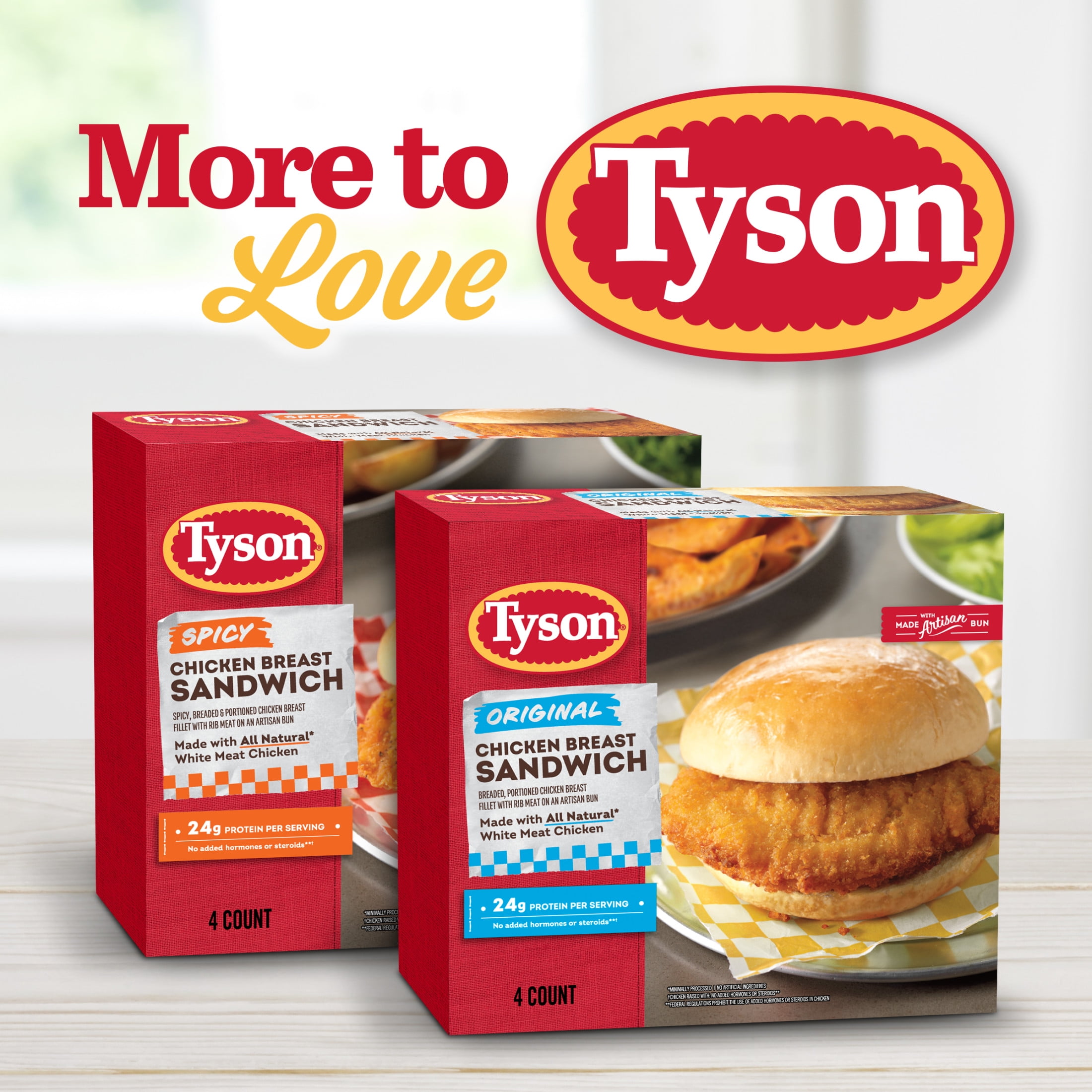 Tyson Original Frozen Chicken Breast Sandwich, 24 oz, 4 Count