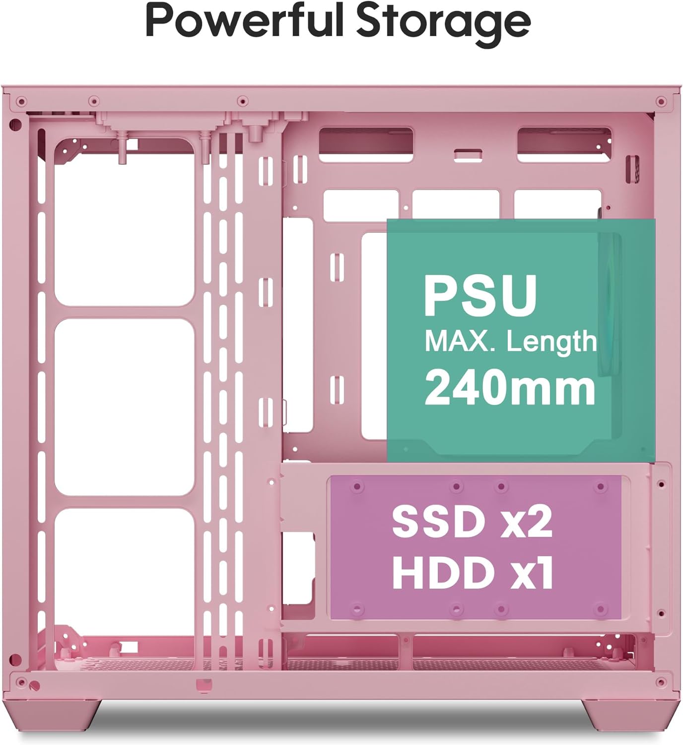 Vetroo AL900 ATX PC Case with 270° Full View Tempered Glass, Pre-Installed ARGB & PWM FDB Fan, Supports 360mm Radiator & 10 Fans, Type-C Ready, for 40 Series GPUs - Pink
