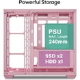 thumbnail image 5 of Vetroo AL900 ATX PC Case with 270° Full View Tempered Glass, Pre-Installed ARGB & PWM FDB Fan, Supports 360mm Radiator & 10 Fans, Type-C Ready, for 40 Series GPUs - Pink, 5 of 10