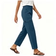 thumbnail image 6 of SOOMLON Cropped Pants Women Wide Leg Plus Size Button Zip Chino Pants Solid Trouser with Pockets Travel Casual Pants, 6 of 8