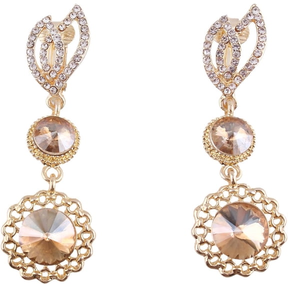 Rhinestone Crystal Clip on Earrings Non Piercing for Women Ear Clip Not Allergy