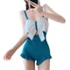 thumbnail image 4 of Yuarrent Vestido sin mangas de color sólido elegante sin esfuerzo con elasticidad para viajar Modificar la cintura Diseño clásico Conveniente Traje de baño Azul,1 m, 4 of 6