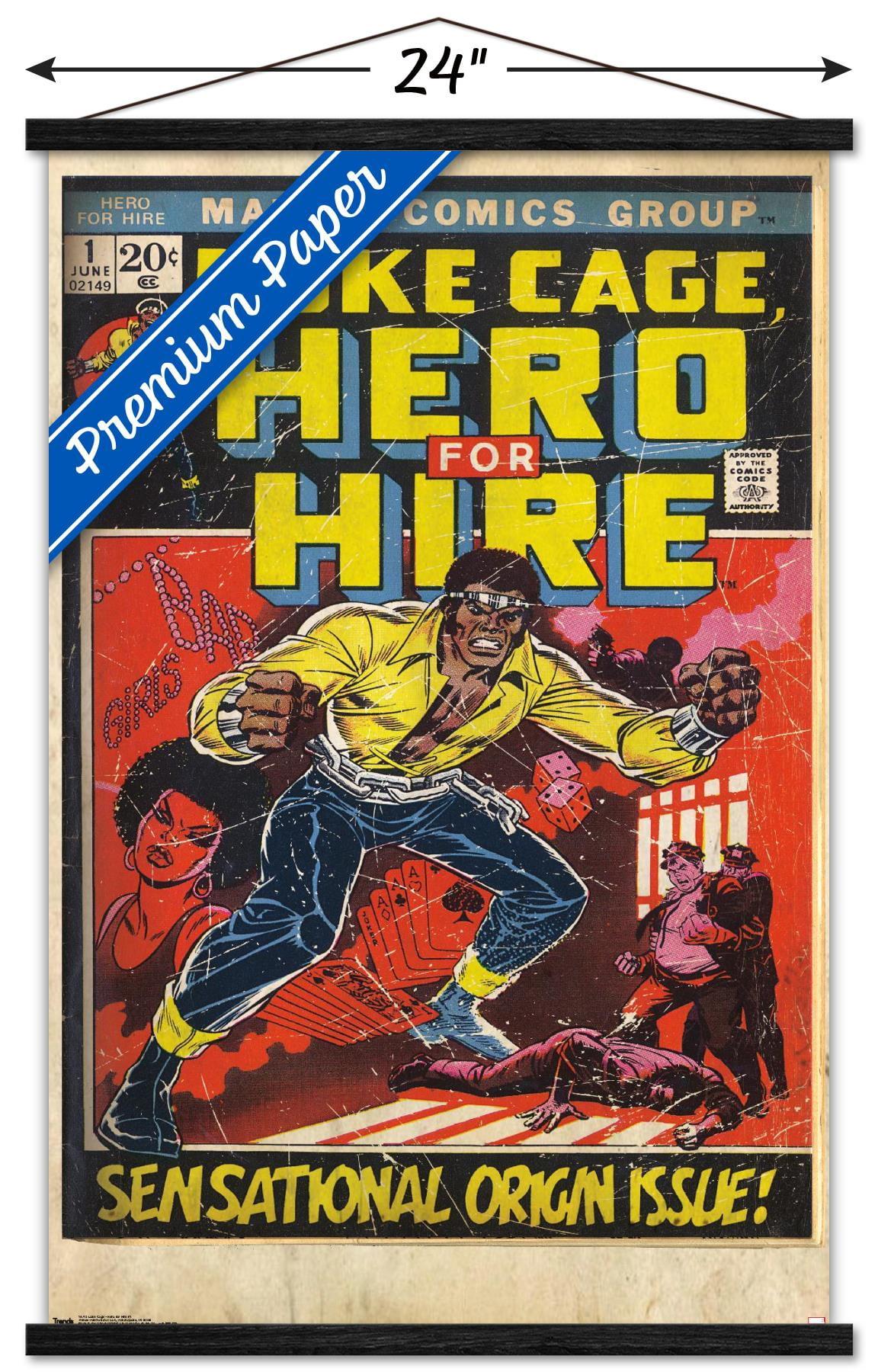 Marvel Comics - Luke Cage - Hero for Hire Cover #1 Wall Poster with Wooden Magnetic Frame, 22.375" x 34"