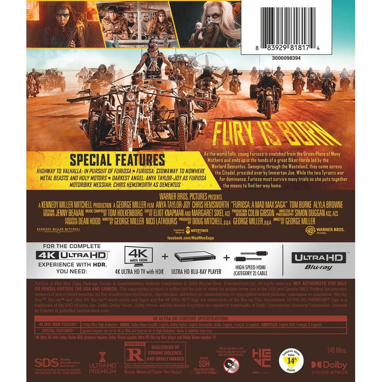 Furiosa: A Mad Max Saga 4K Ultra HD + Digital, Warner Bros. Action