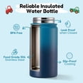thumbnail image 4 of Hawsaiy 12oz Kids Water Bottle with Double Drinking Lids, Insulated Stainless Steel Water Bottle for School & Outdoor, Gradient Blue, 4 of 8