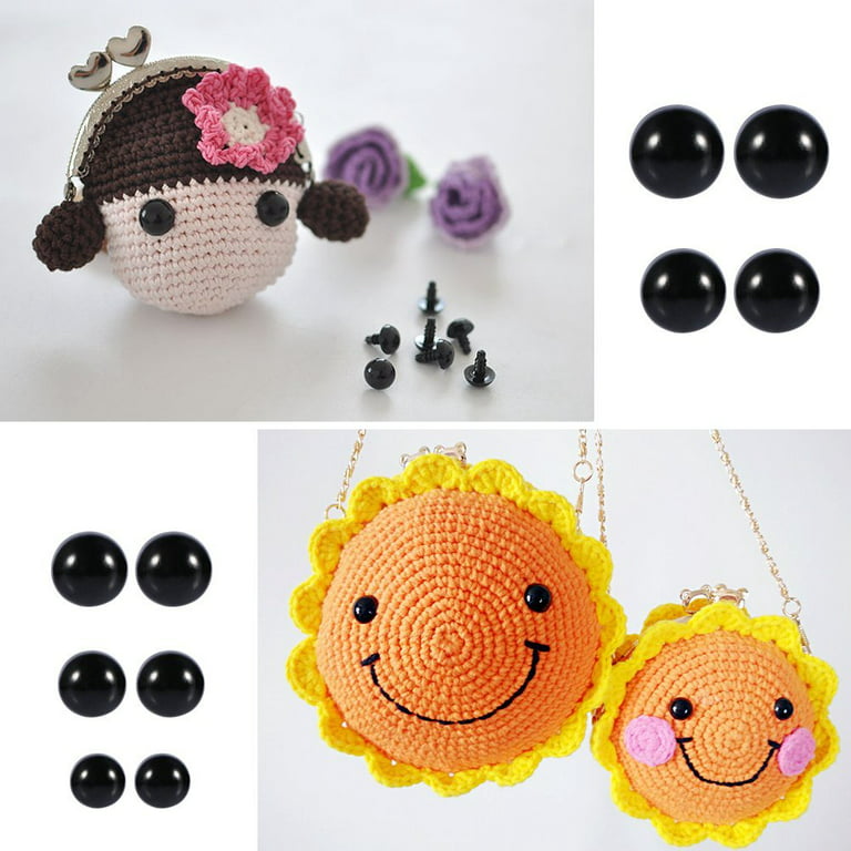 100 Pcs Safety Eyes for Crochet Animals, 6 mm/8 mm/9 mm/10 mm/12