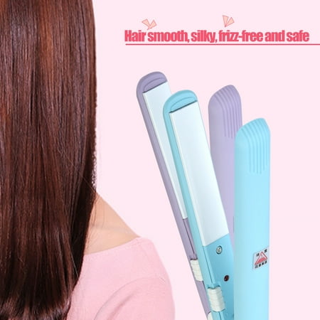 - Hilitand 2 in 1 Mini Hair Straightener Ceramic Tourmaline Plate Beauty Flat Iron Heating Curler, Ceramic Tourmaline Plate(Purple, Matcha Green, Sky Blue, Pink)
