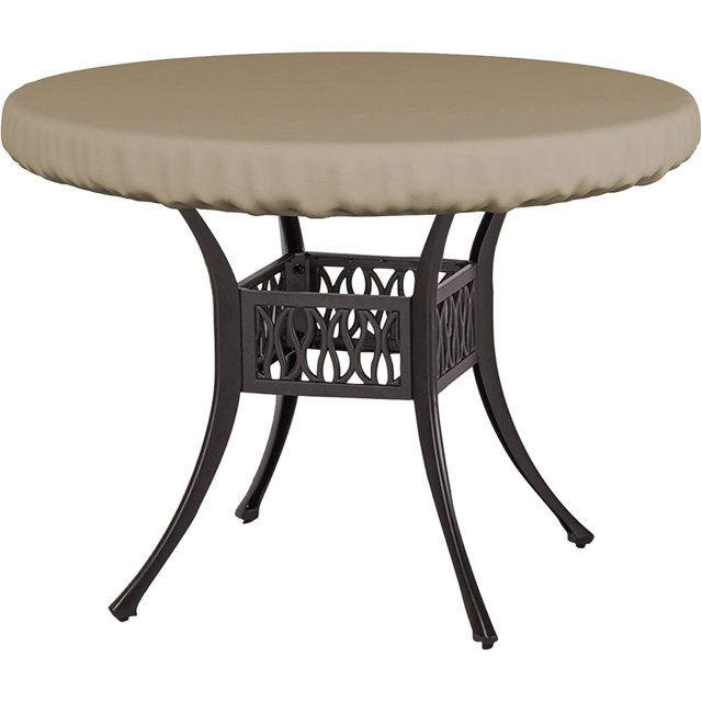 Covers & All Housse de Dessus de Table Ronde, Housse de Table de Patio 12 Oz Imperméable, Résistante aux UV et aux Intempéries, Housse de Table d'Extérieur pour Meubles de Patio d'Extérieur et Table Basse (48 Pouces Dia x 4 Pouces H Pouces, Beige)