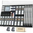 thumbnail image 1 of czcpp-25 Pcs Ensemble de Crayons Mécaniques d'Art, 3 Pcs Crayon Métal Plomb 0.5, 0.7, 0.9, 2 Pcs Crayon de Dessin 2mm (HB 2H 2B 4B Couleur) avec 392 Pcs Fils Graphite, Effaceur avec Étui pour Dessin Écriture, 1 of 4