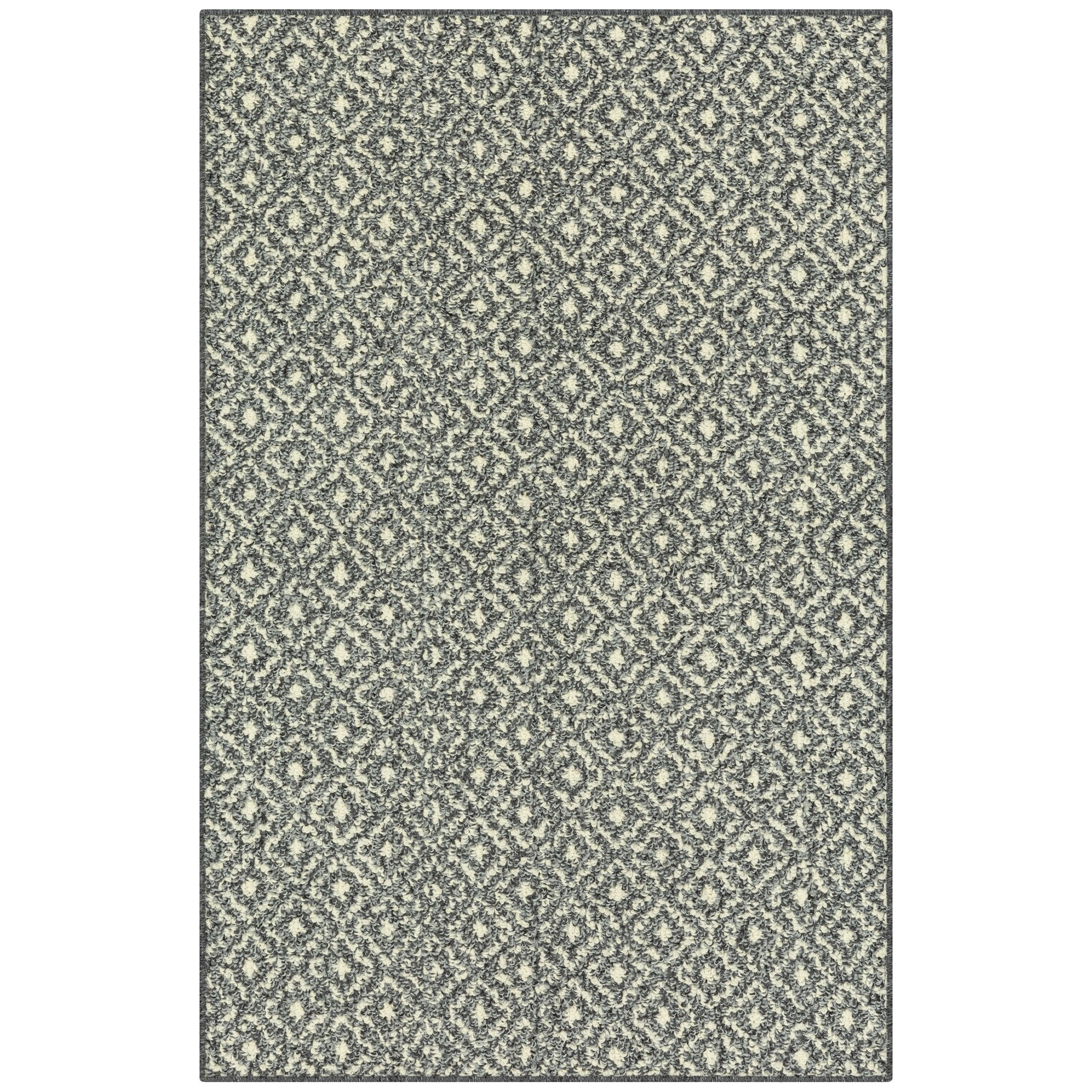 (2 pack) Mainstays Geometric Diamond Black Tonal Olefin Indoor Accent Rug, 2'6"x3'10", Skid-Resistant