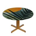 thumbnail image 3 of JEUXUS Round Table Cover Abstract Mid Century Elastic Fitted Tablecloth Boho Modern Geometric Leaf Waterproof Wipeable Patio Table Cloths for Round Table, 3 of 7