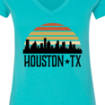 thumbnail image 4 of Inktastic Houston Texas Skyline Retro Women's V-Neck T-Shirt, 4 of 5