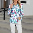 thumbnail image 6 of Women's Tie Dye T Shirt Long Sleeve Lapel Button Down Cardigan Blouse Sky Blue XL, 6 of 9