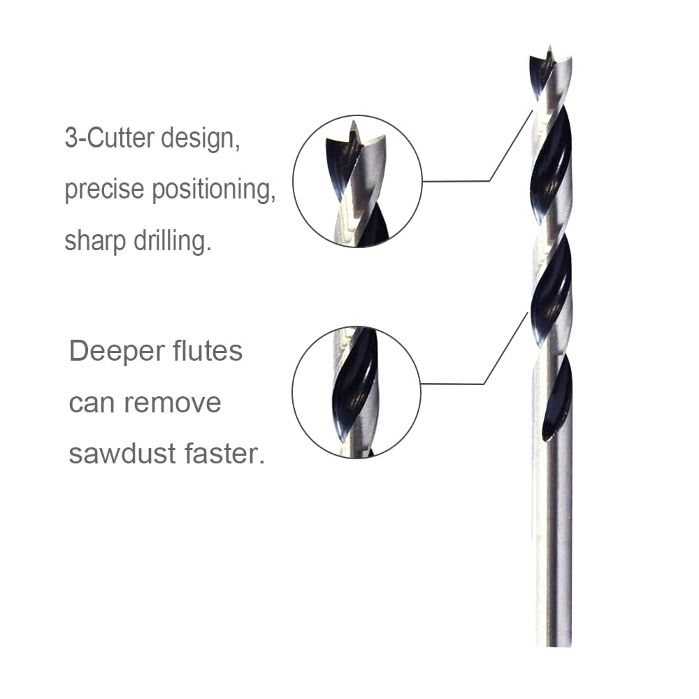 FRKSMD-Brad Point Drill Bits 8mm (5/16") Wood Drill Bit Set Woodworking Drills High Carbon Steel for Furniture Hardwood Softwood Cupboard Wardrobe 5 Pack