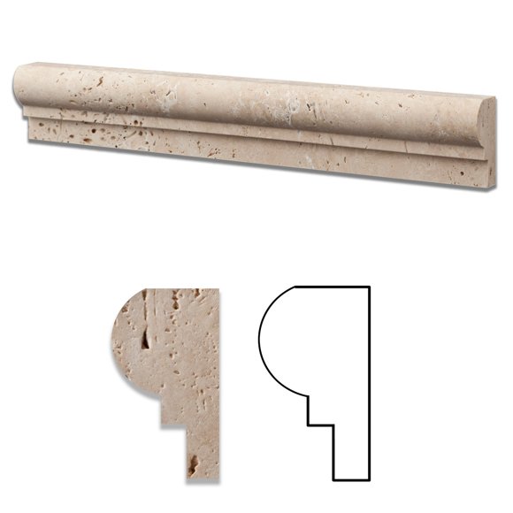Ivory Travertine Honed 2 X 12 Chair Rail Ogee-1 Molding - Standard Quality - Box of 15 PCS