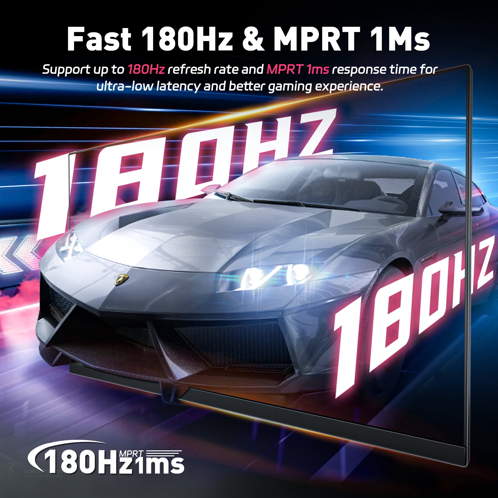 REHISK 24" 180Hz Gaming Computer Monitor FHD 1080P fast 1ms response time FreeSync Compatible G-sync gaming monitors Compatible with HDMI Eye Care Ultra Low-Blue Light