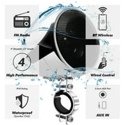 GoHawk TN4-R 4 Waterproof Motorcycle Bluetooth Speakers Stereo Amplifier Audio System Harley Touring Cruiser ATV 4-Wheeler FM Radio Chrome
