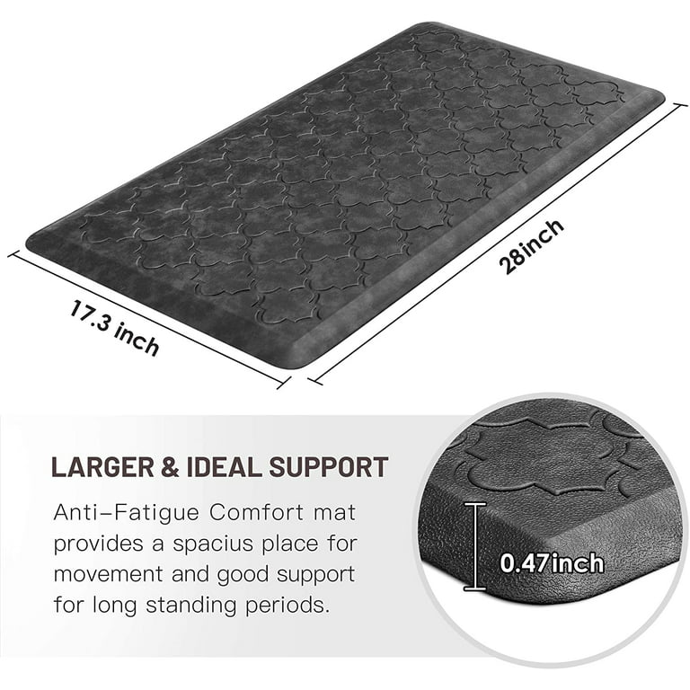 WiseLife Kitchen Mat Cushioned Anti-Fatigue Kitchen Rug, 17.3x 59  Waterproof Non-Slip Kitchen Mats and Rugs Heavy Duty PVC Ergonomic Comfort  Mat for Kitchen, Floor Home, Office, Sink, Laundry, Black 