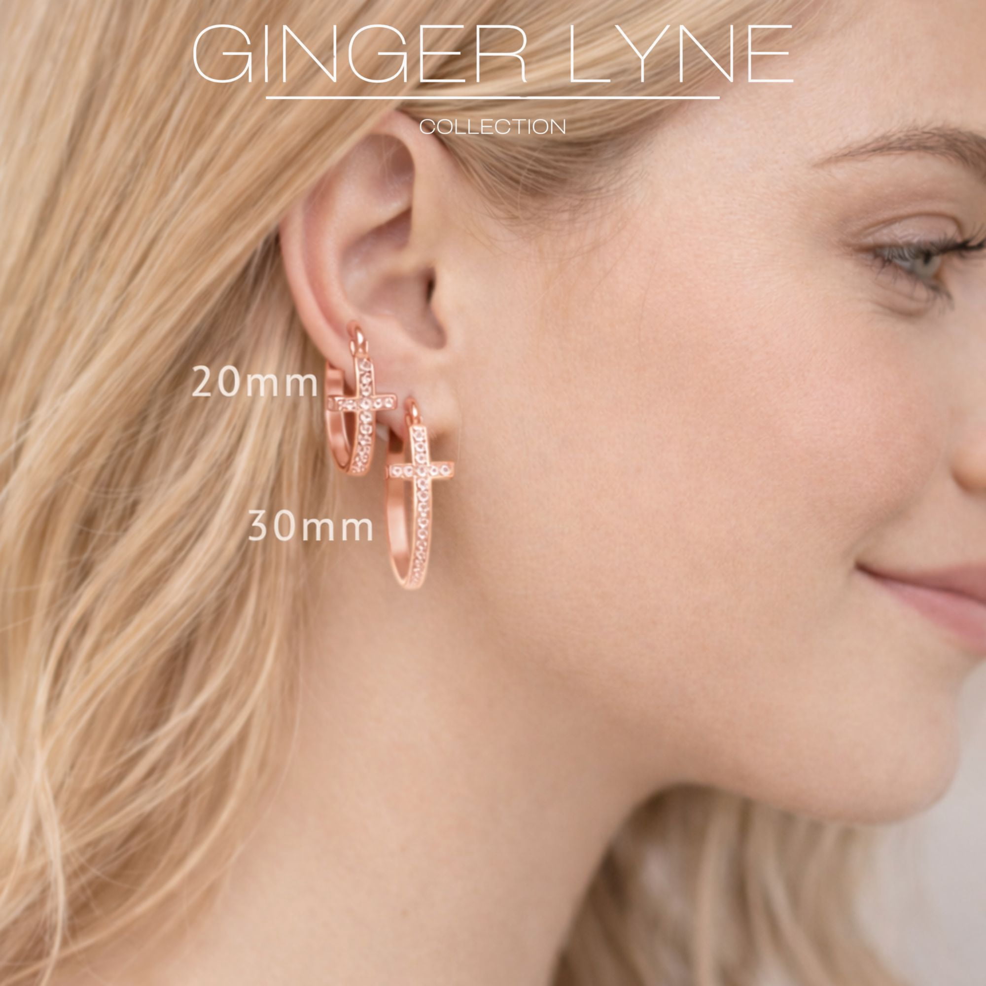 Cross Hoop Earrings for Women Cubic Zirconia Ginger Lyne Collection