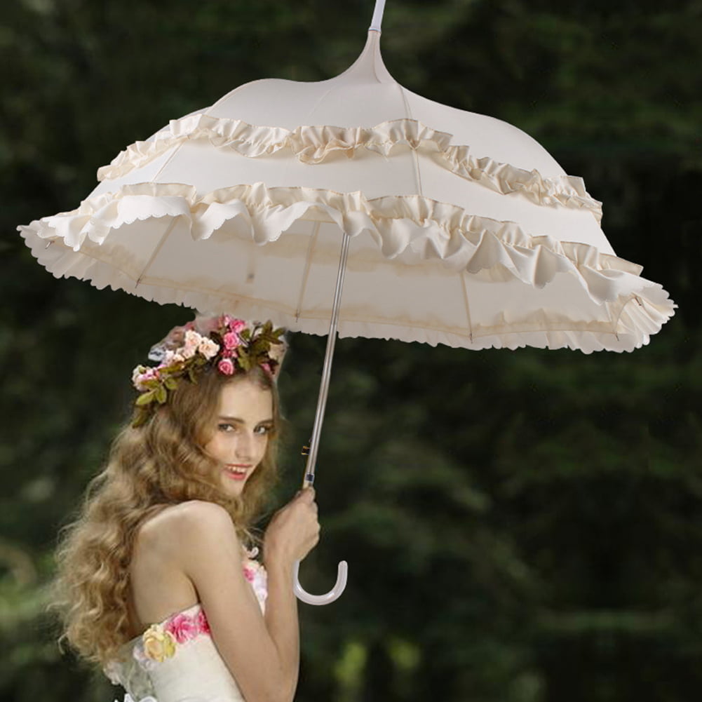 Lace Princess Parasol Sun Folding Wedding Bridal Umbrella Photo Shooting 