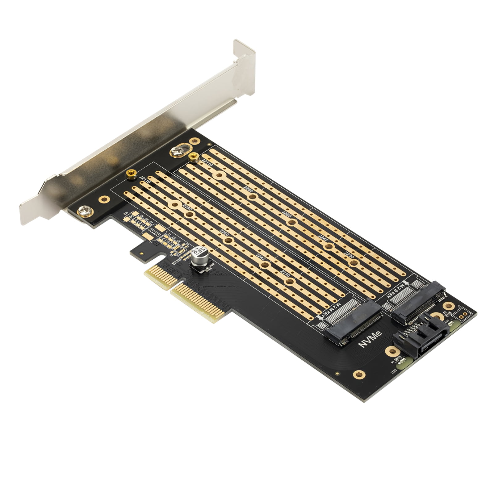 M.2 PCIe SSD to PCIe 3.0 x4 and M.2 SATA SSD to SATA III Adapter Card