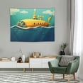 thumbnail image 2 of GOSMITH  Yellow Submarine Decor Tapestry, Illustration of a Submarine Under Sea Fish and Clouds, Wall Hanging for Bedroom Living Room Dorm, 60" X 40", Earth Yellow Navy Blue, 2 of 7