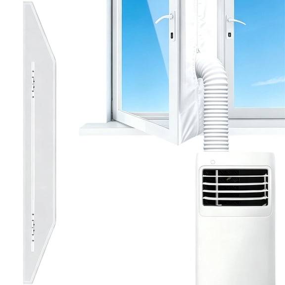 CozeLy Portable Air Conditioner Window Kit Horizontal Sliding Window AC Seal Panel Trapezoidal Soft Wind Blocker with Zipper for Exhaust Hose