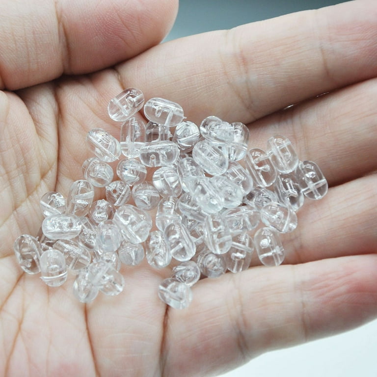 100pcs Fishing Beads Tranparent Double Cross Hole Beads Clear