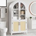 thumbnail image 5 of MAYEERTY Arch Display Cabinet with Glass Doors, Wooden Storage Cabinet with Adjustable Shelves for Living Room, 63" White, 5 of 6