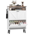 thumbnail image 1 of HOMCOM Armoire de Rangement pour Chaussures avec 2 Tiroirs Basculants, Armoire à Chaussures Étroite, Blanc, 1 of 10